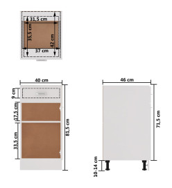 Armoire de plancher à tiroir Blanc 40x46x81,5 cm Aggloméré