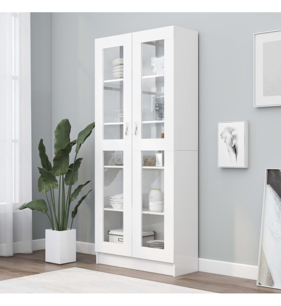 Armoire à vitrine Blanc 82,5x30,5x185,5 cm Aggloméré