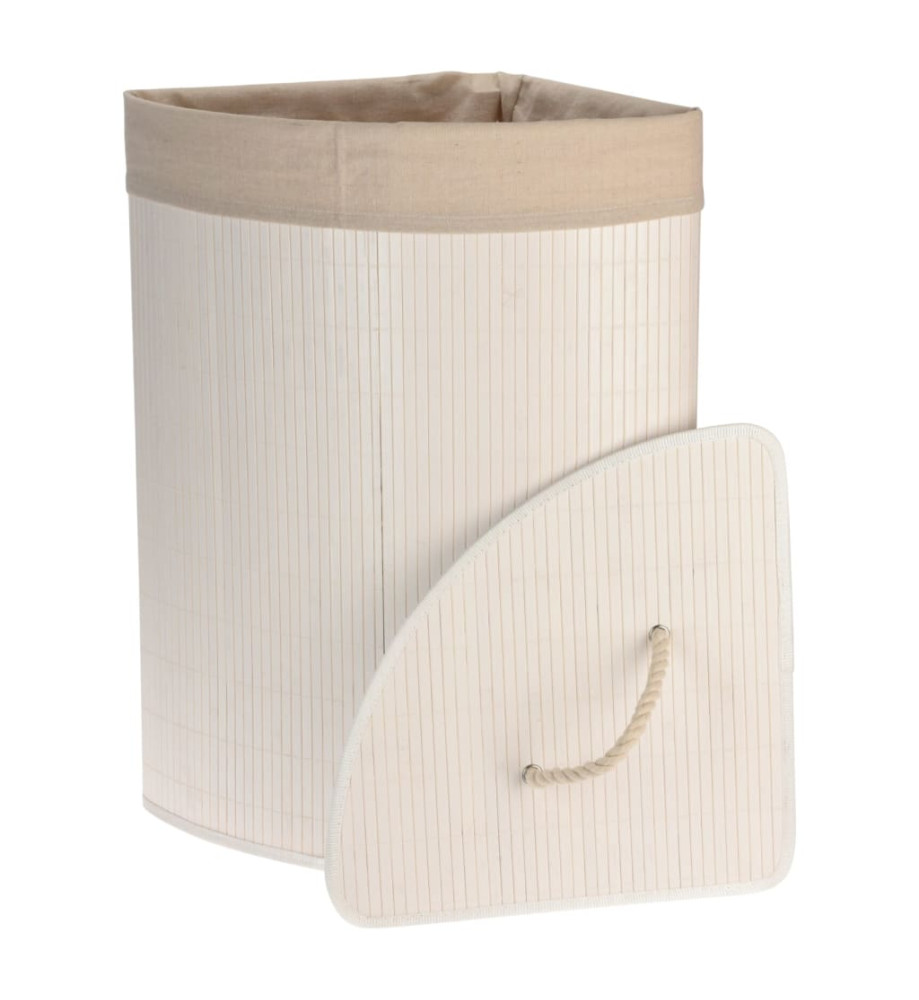 Bathroom Solutions Panier à linge d'angle Bambou Blanc