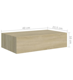 Étagères à tiroirs murales 2 pcs Chêne 40x23,5x10 cm MDF