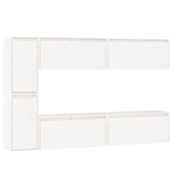 Meubles TV 6 pcs Blanc Bois massif de pin