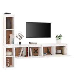 Meubles TV 4 pcs Blanc Bois massif de pin