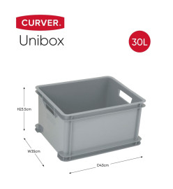 Curver Boîte de rangement Unibox L 30 L Gris