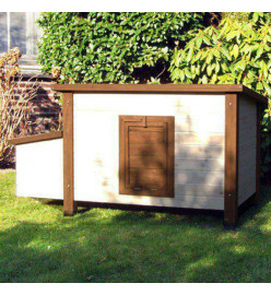 @Pet Poulailler d'extérieur 136x74,5x75 cm Bois Blanc et marron