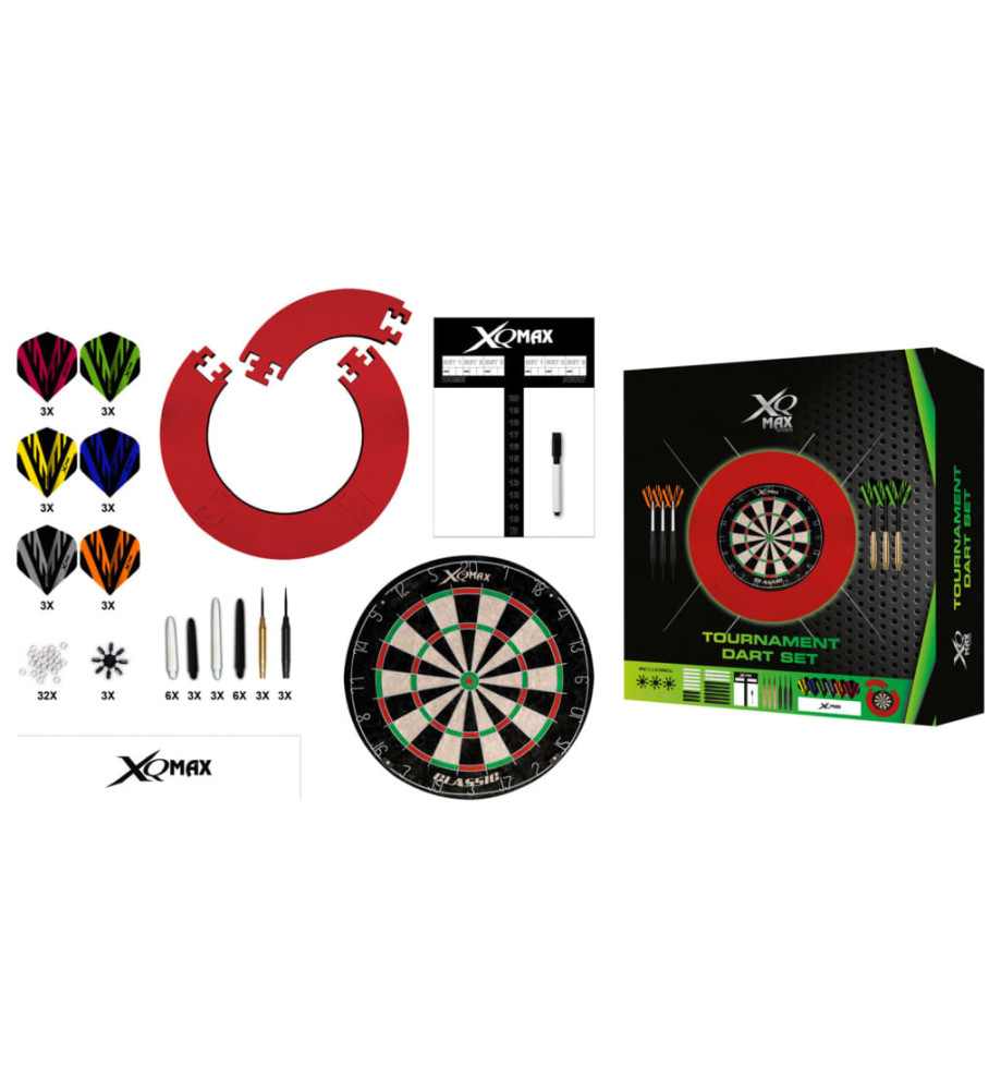 XQmax Darts Jeu de fléchettes de tournoi 90 pièces 23 g Rouge