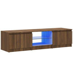 Meuble TV avec lumières LED Chêne marron 140x40x35,5 cm