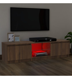 Meuble TV avec lumières LED Chêne marron 140x40x35,5 cm