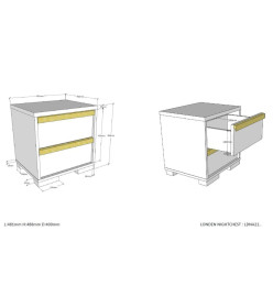 Vipack Table de chevet 2 tiroirs London Bois Blanc