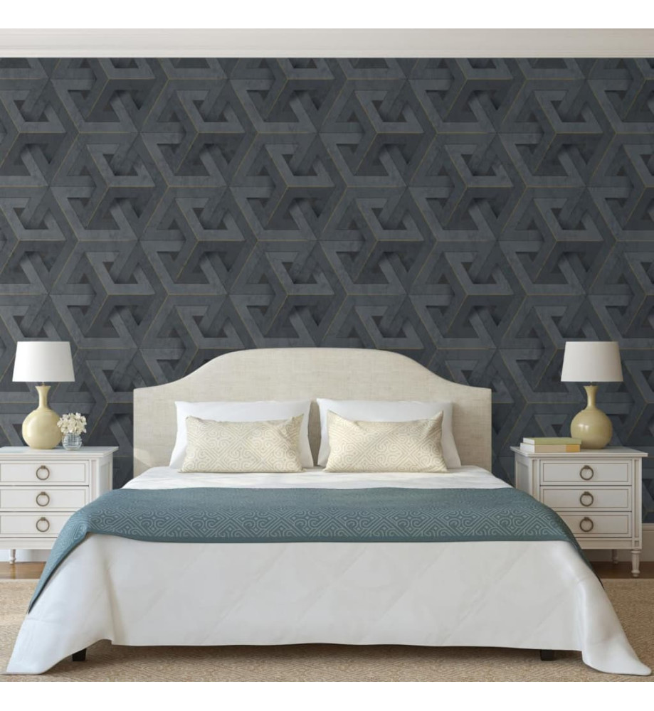 DUTCH WALLCOVERINGS Papier peint Onyx Anthracite et doré