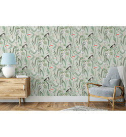 DUTCH WALLCOVERINGS Papier peint Flamingo Menthe