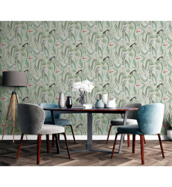 DUTCH WALLCOVERINGS Papier peint Flamingo Menthe