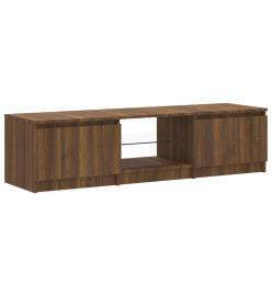 Meuble TV avec lumières LED Chêne marron 140x40x35,5 cm
