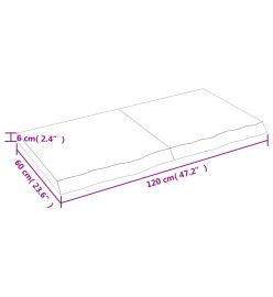 Étagère murale gris foncé 120x60x6 cm bois chêne massif traité