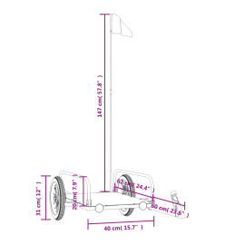 Remorque pour vélo noir 122x53x31 cm fer