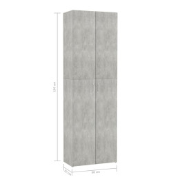 Armoire de bureau Gris cement 60x32x190 cm Aggloméré