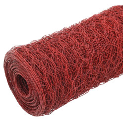 Grillage Acier avec revêtement en PVC 25x1,5 m Rouge