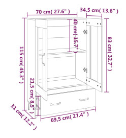 Buffet haut noir 70x31x115 cm bois d'ingénierie