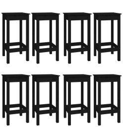 Ensemble de bar 9 pcs Noir Bois de pin massif