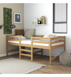 Lit mi-haut avec matelas 90x200 cm Marron miel Pin massif