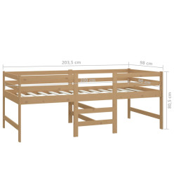 Lit mi-haut avec matelas 90x200 cm Marron miel Pin massif
