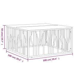 Table basse doré acier inoxydable et bois massif récupération