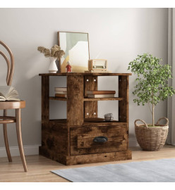 Table d'appoint chêne fumé 50x50x60 cm bois d'ingénierie