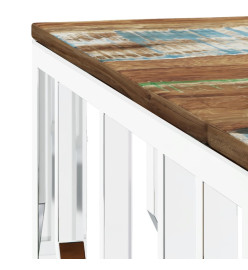 Table basse argenté acier inoxydable/bois massif récupération