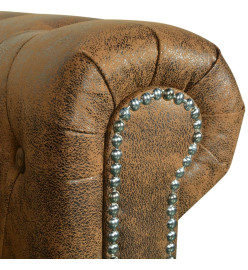 Canapé Chesterfield 2 places cuir artificiel marron