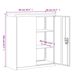 Classeur gris clair 90x40x105 cm acier