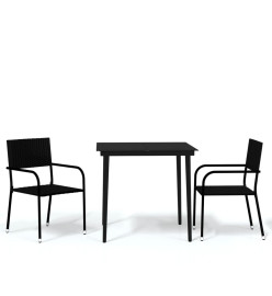 Ensemble de salle à manger de jardin 3 pcs Noir