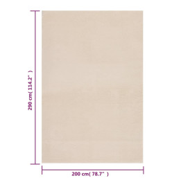 Tapis shaggy doux lavable 200x290 cm Antidérapant Beige