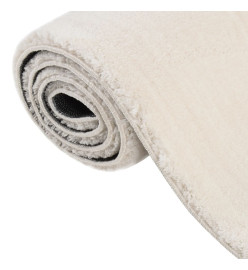 Tapis shaggy doux lavable 160x230 cm Antidérapant Crème