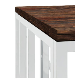 Table basse argenté acier inoxydable/bois massif récupération