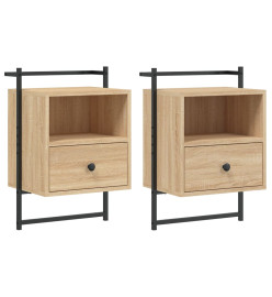 Table de chevet murale 2 pcs chêne sonoma 40x30x61 cm