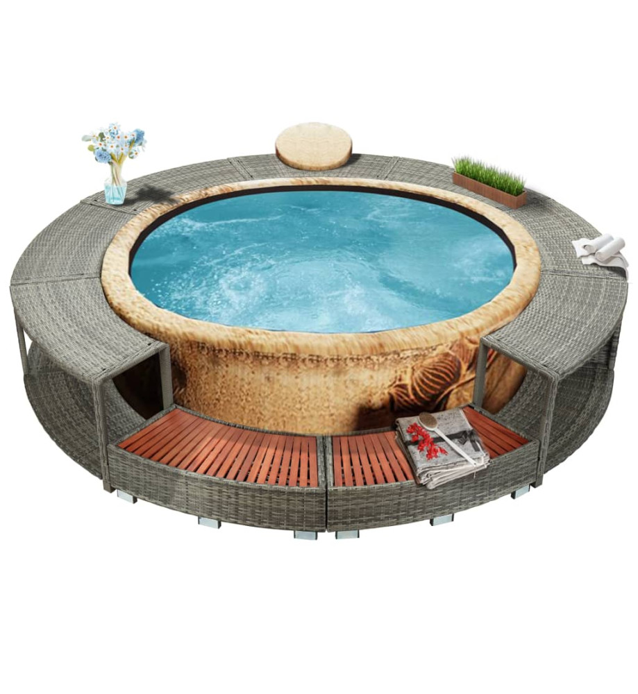 Cadre de bain à remous résine tressée Cadre de bain à remous résine tressée