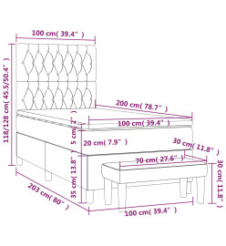 Lit à sommier tapissier avec matelas Rose 100x200 cm Velours