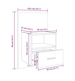 Tables de chevet murales 2 pcs Noir