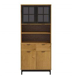 Buffet avec portes vitrées FLAM 80x40x180 cm bois massif de pin