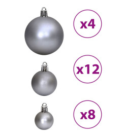 Boules de Noël 100 pcs gris 3 / 4 / 6 cm