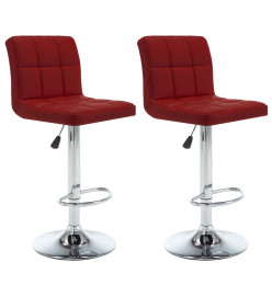 Tabourets de bar lot de 2 rouge bordeaux similicuir