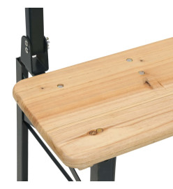 Ensemble de tables à bière pliantes 3 pcs bois massif de sapin