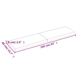 Étagère murale gris foncé 160x40x6 cm bois chêne massif traité