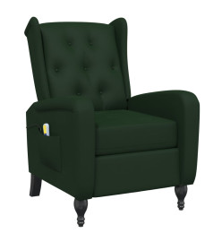 Fauteuil de massage inclinable vert foncé velours