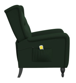 Fauteuil de massage inclinable vert foncé velours