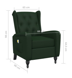 Fauteuil de massage inclinable vert foncé velours