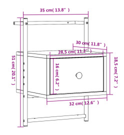 Table de chevet murale 2 pcs chêne fumé 35x30x51 cm