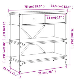 Table console noir 75x34,5x75 cm bois d'ingénierie