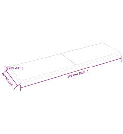 Étagère murale gris foncé 220x60x6 cm bois chêne massif traité