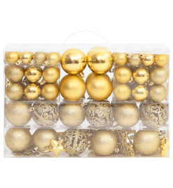 Ensemble de boules de Noël 111 pièces doré polystyrène