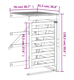 Extension d'abri de poubelle sur roulettes brun miel bois pin